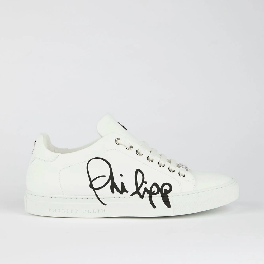 Philipp Plein White Sneakers with Black Script